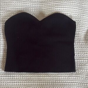 Black Ribbed Strapless Top